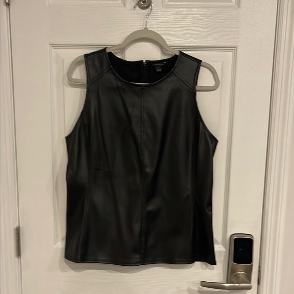 Vegan Leather Black Sleeveless Top
